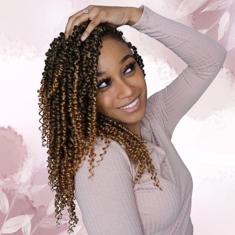 Nice One PreTwisted Passion Twist Hair 14 Inch 112 Strands Short Passion Twist Crochet Hair for Women 8 Packs Ombre Gold PreLooped Passion Twists Braiding Synthetic Hair Extensions 14inchT27
